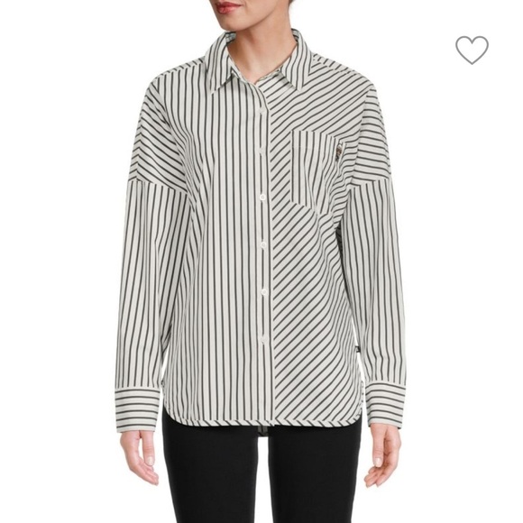 KARL LAGERFELD PARIS Oversize Striped Shirt - Picture 1 of 8